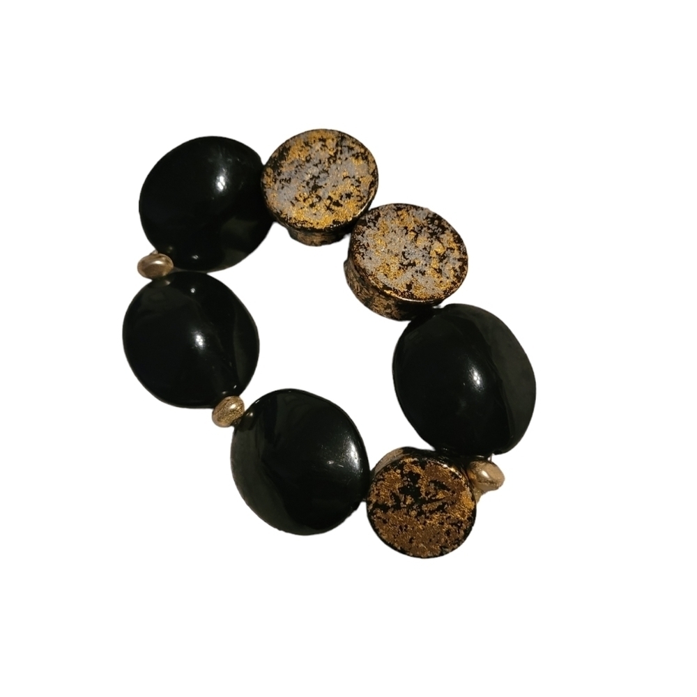 stretchy bracelet black and gold